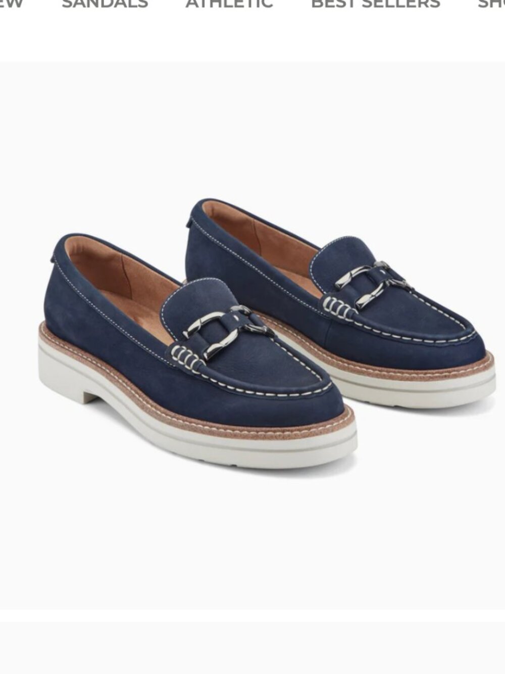 Easy Spirit Zaira Casual Horsebit Loafers Navy Leather size 7.5 NWT